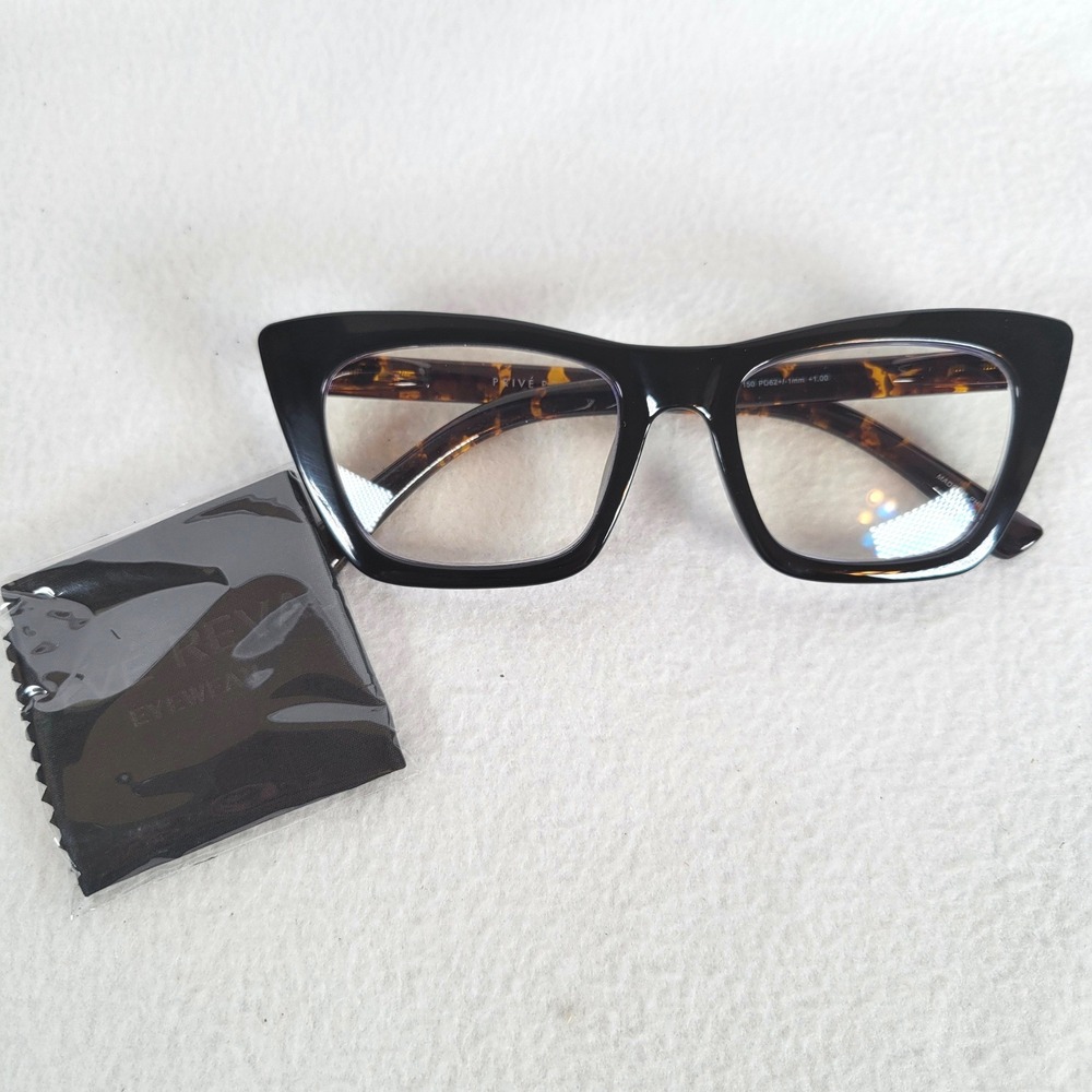 Prive Revaux Womens Reading Glasses Fist Bump Square +1.00 Brown Professor Nerd